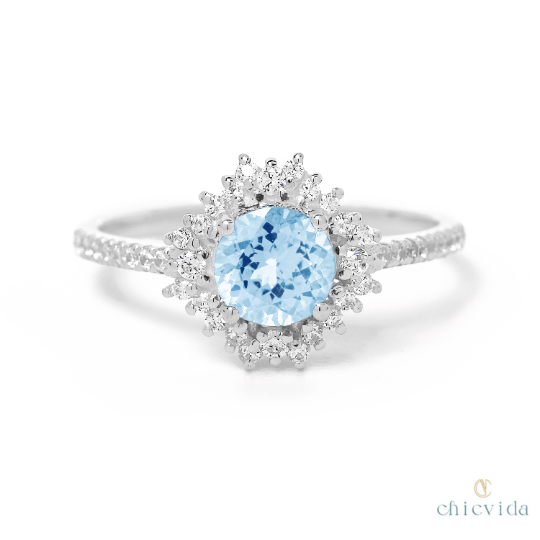 Aquamarine Diamond Ring