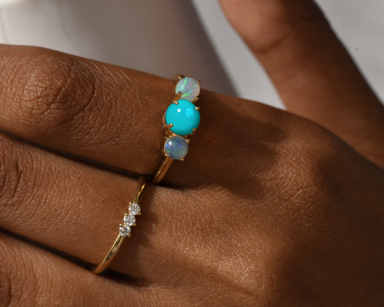 Trifecta Turquoise Opal Ring