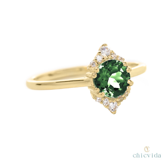 Tourmaline Green Wedding Ring