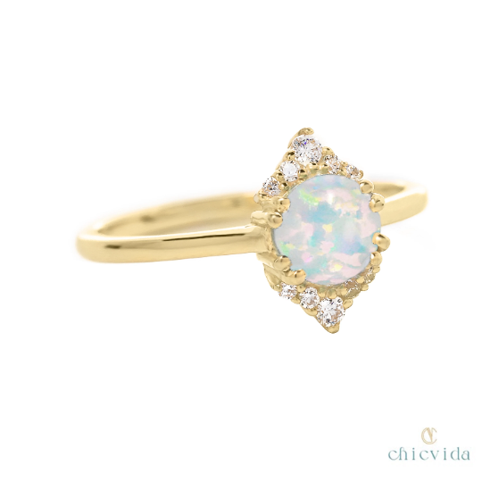 Yellow Gold Opal Promise Ring