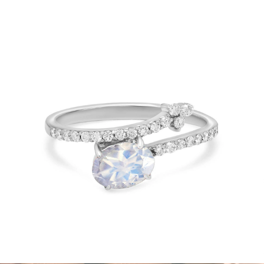 Natural Moonstone Diamond Ring