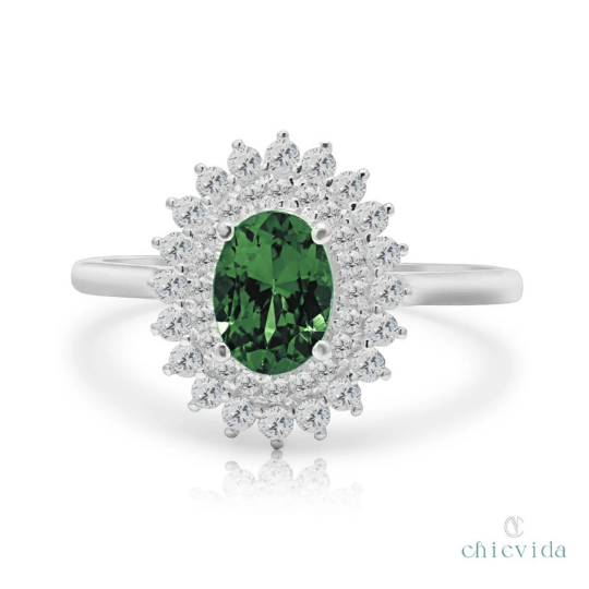 Green Tourmaline Diamond Ring