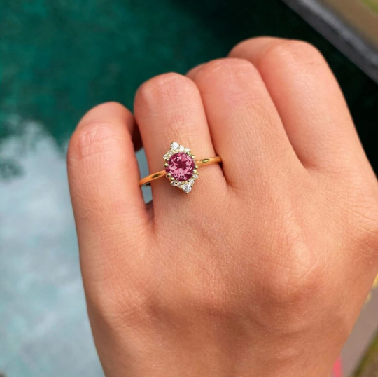 Pink Tourmaline Engagement Ring