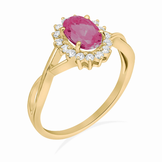 Flare Pink Tourmaline Gold Ring