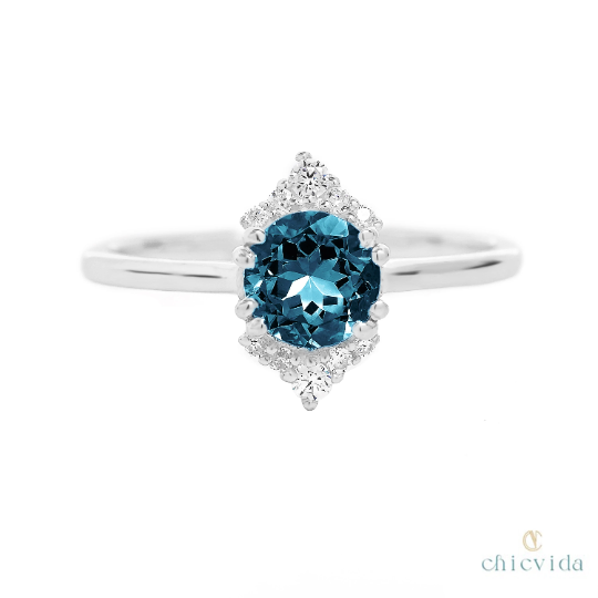 Blue Topaz Bridal Ring