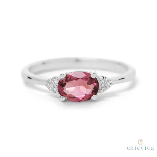 Oval Pink Tourmaline Ring