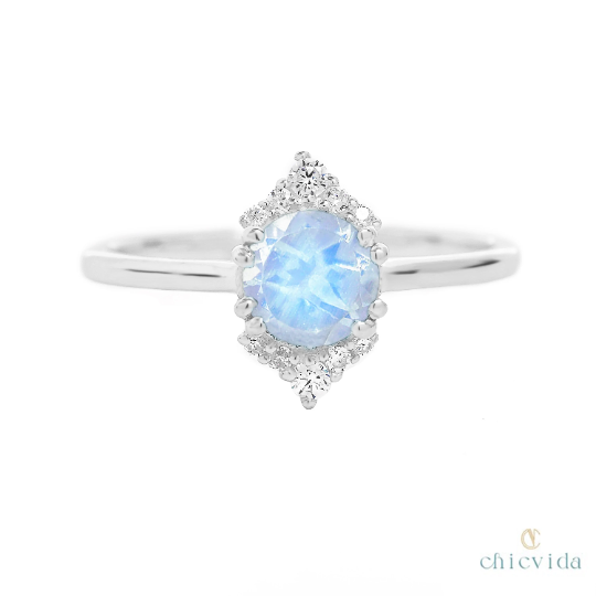 Moonstone Diamond Ring