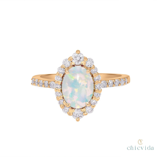 Opal Diamond Bridal Ring