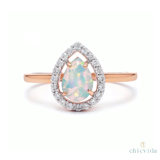 Genuine Opal Pear Ring