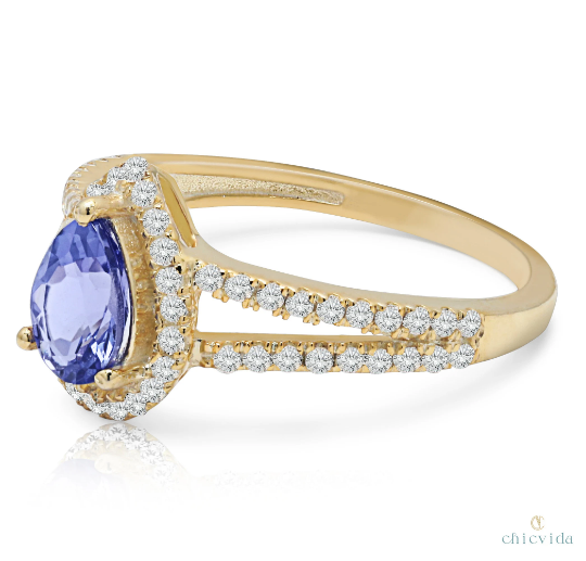 Pear Tanzanite Gold Ring