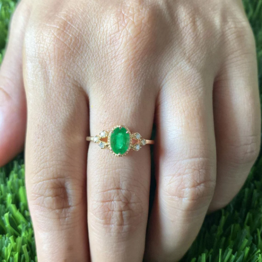 Green Gemstone Promise Ring