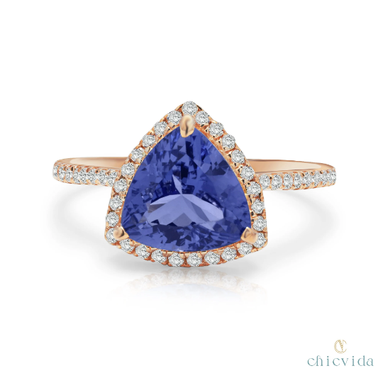 Trillion Tanzanite Bridal Ring 