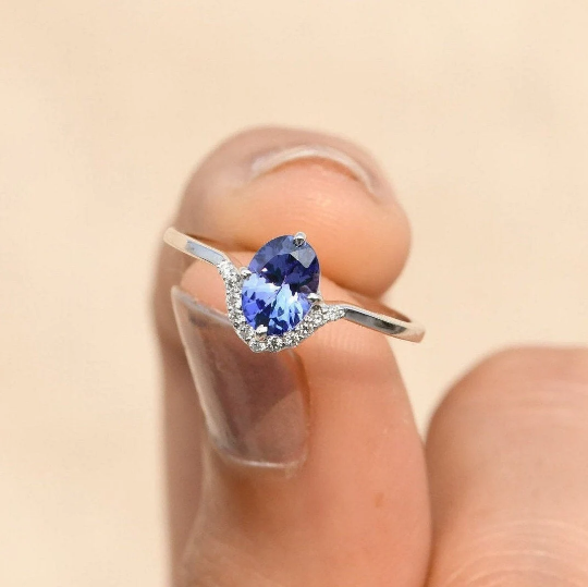 Blue Tanzanite Proposal Ring