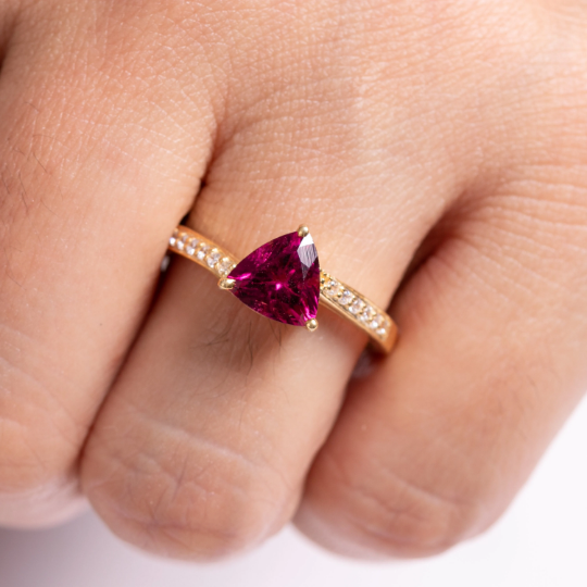 Pink Tourmaline Trillion Ring