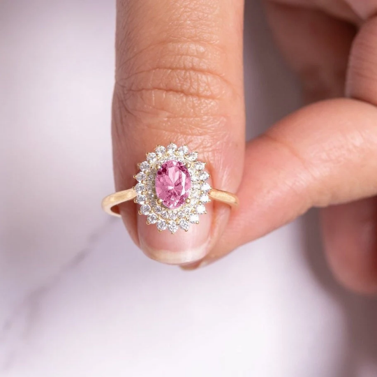 Pink Tourmaline Gold Ring