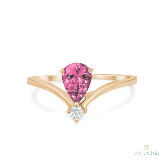 Pink Tourmaline Gold Ring
