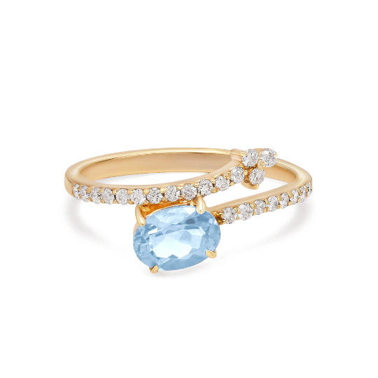 Aquamarine Diamond Ring