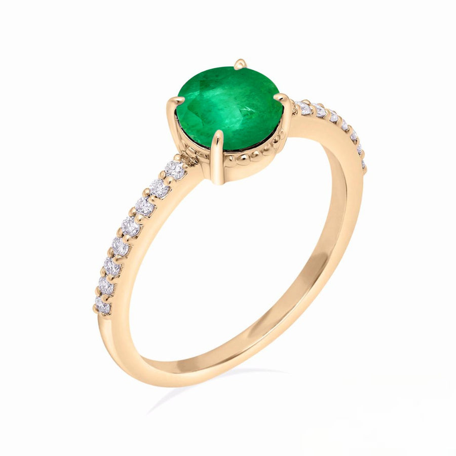 Promise or proposal ring with emerald and pavé-set diamonds