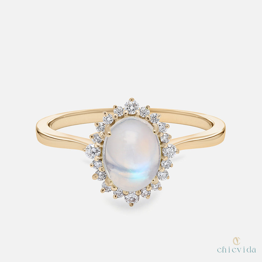 moonstone halo engagement ring