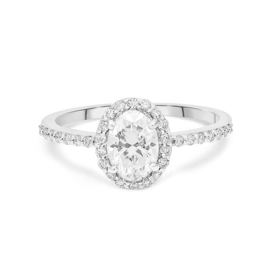 Gift for girlfriend — brilliant moissanite halo ring in gold