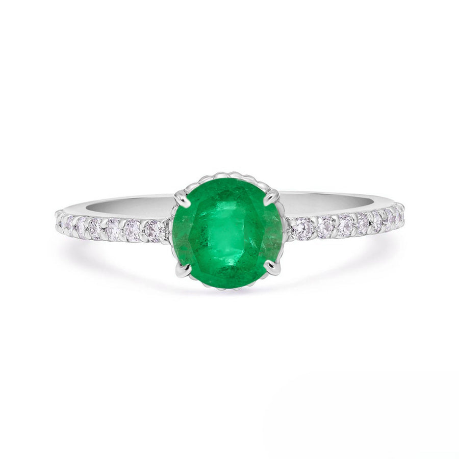 May birthstone emerald ring with diamond details – gift for her