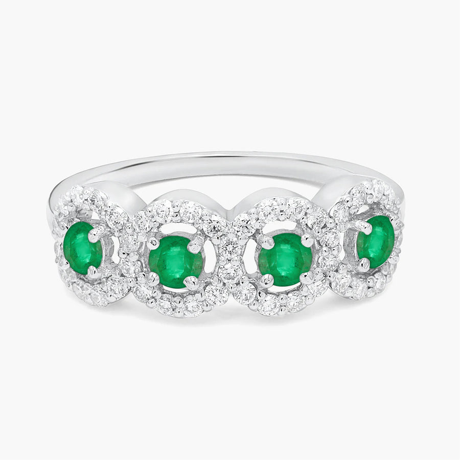 Emerald Halo Gold Ring
