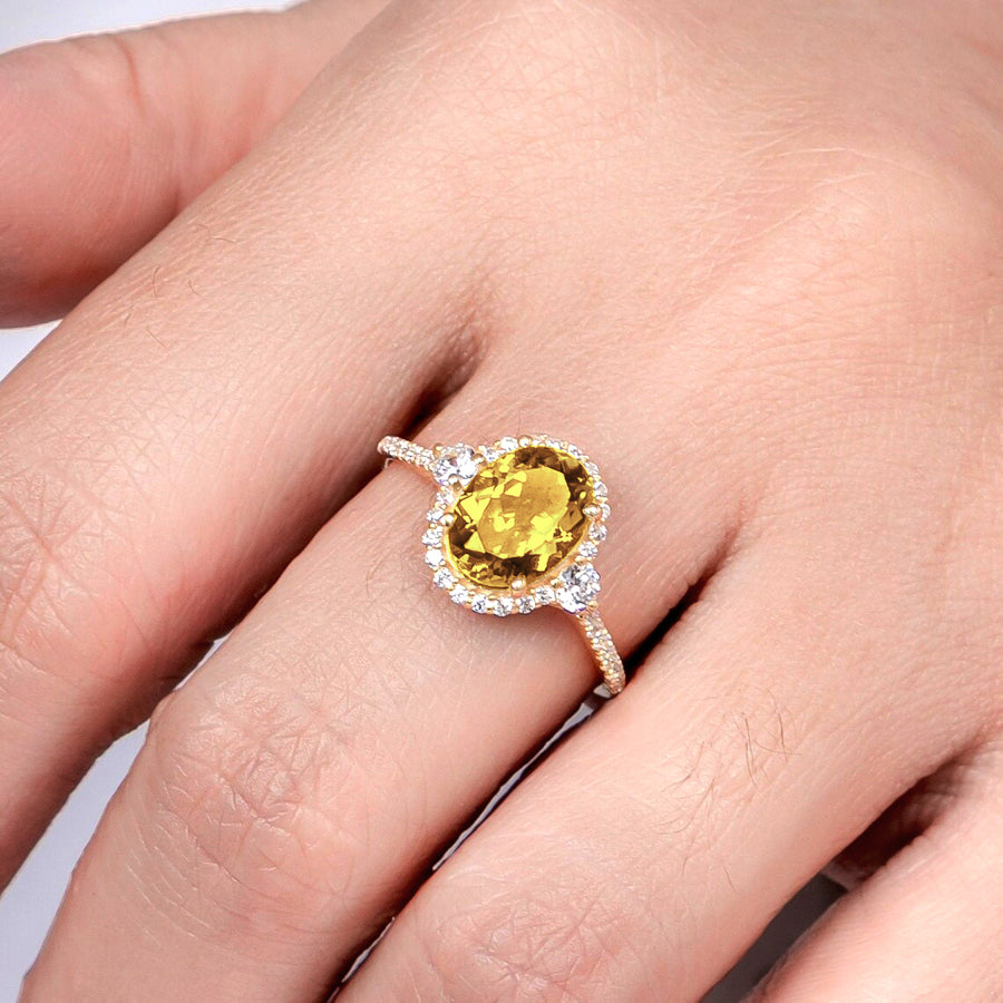 Citrine Diamond Promise Ring