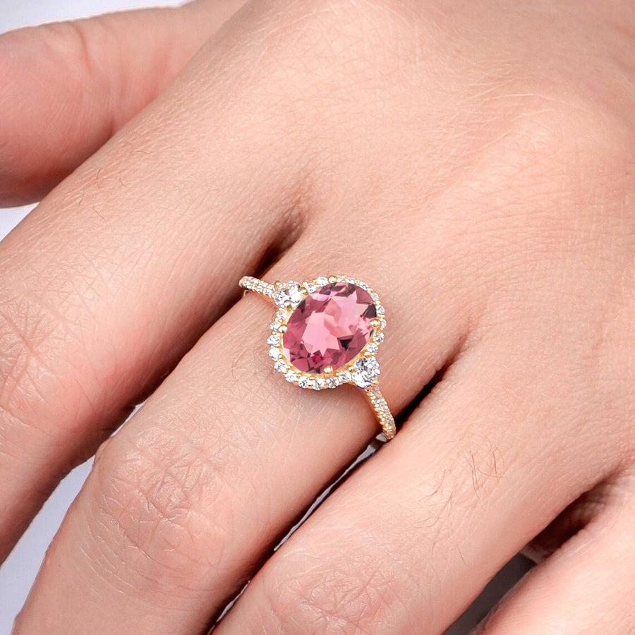 Pink Tourmaline Gold Ring