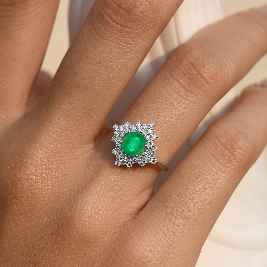 Emerald Gemstone Cluster Ring