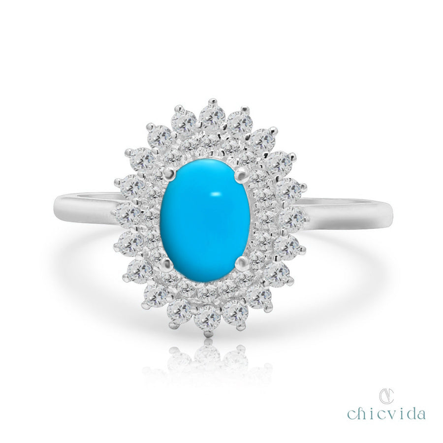 Blue Turquoise Oval Ring