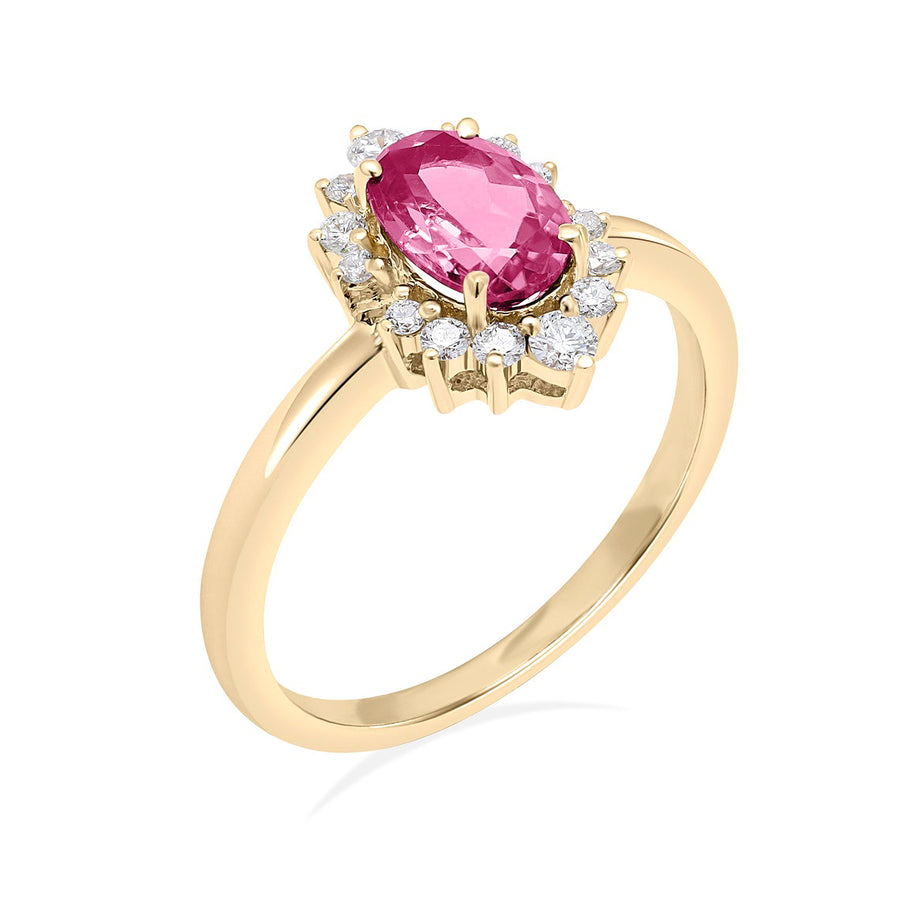 Snowflake Pink Tourmaline Gold Ring