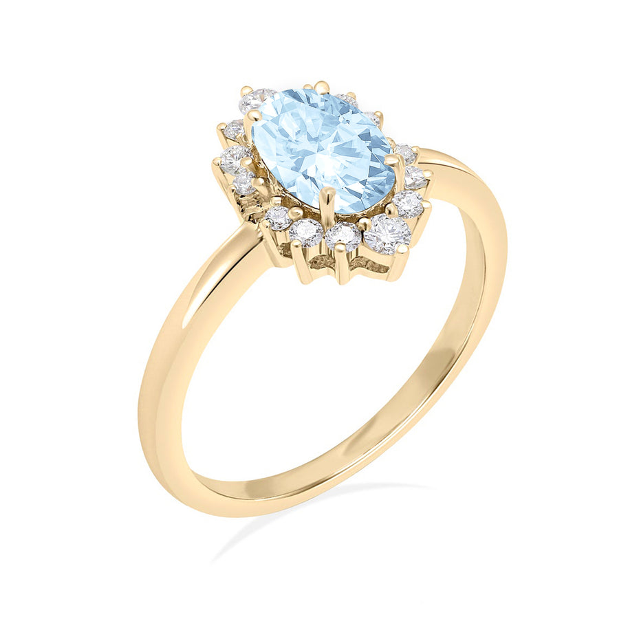 Snowflake Aquamarine Gold Ring