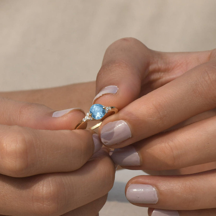 Blue Aquamarine Engagement Ring