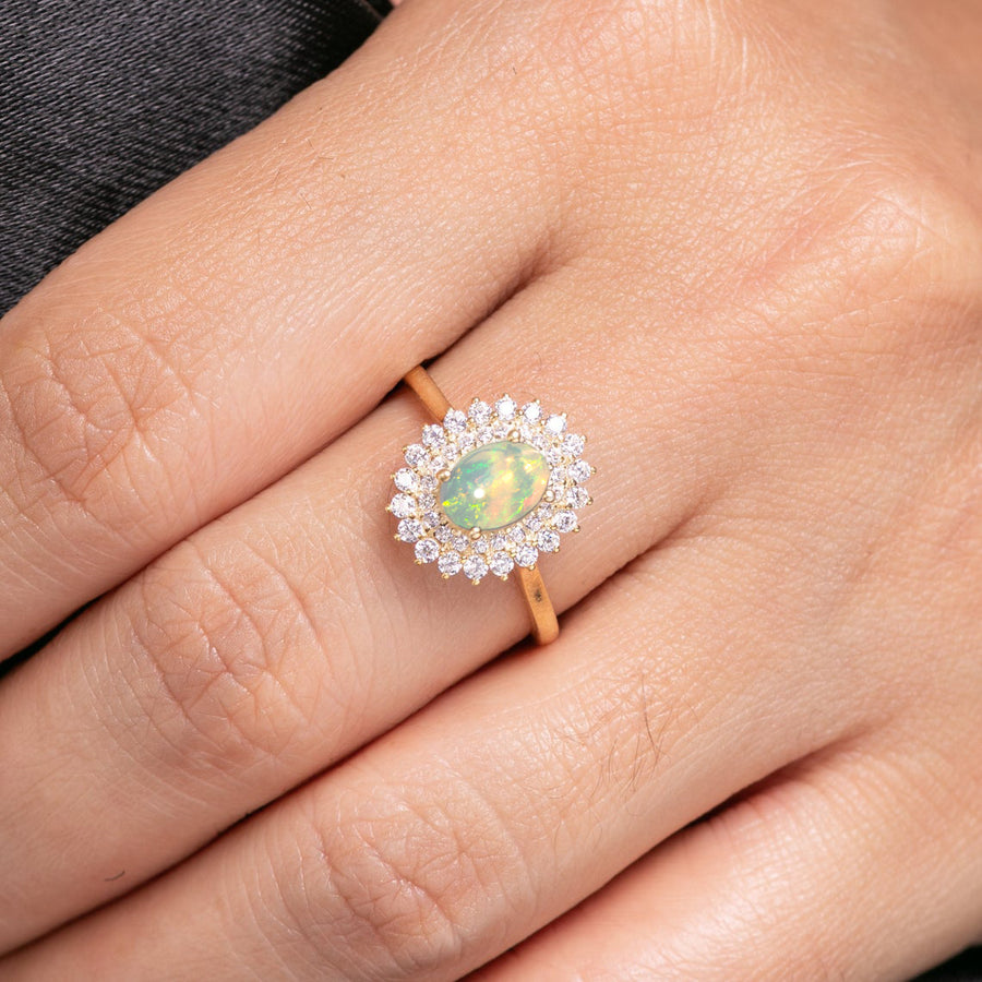 Natural Opal Diamond Ring