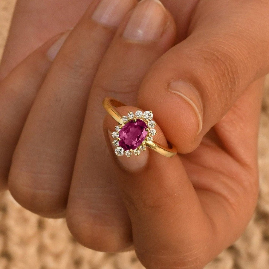 Snowflake Pink Tourmaline Gold Ring