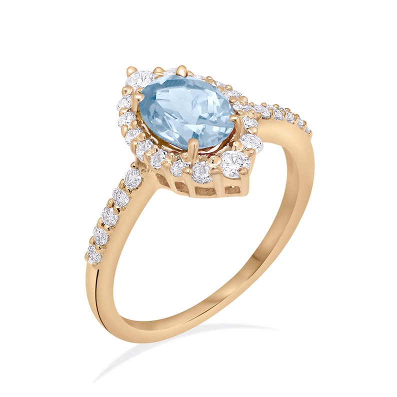 Aquamarine Gemstone Halo Ring