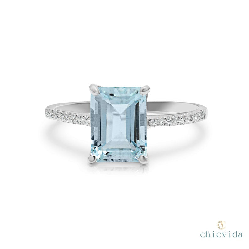 Solitaire Aquamarine Ring