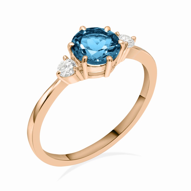 Blue Topaz Diamond Gold Ring