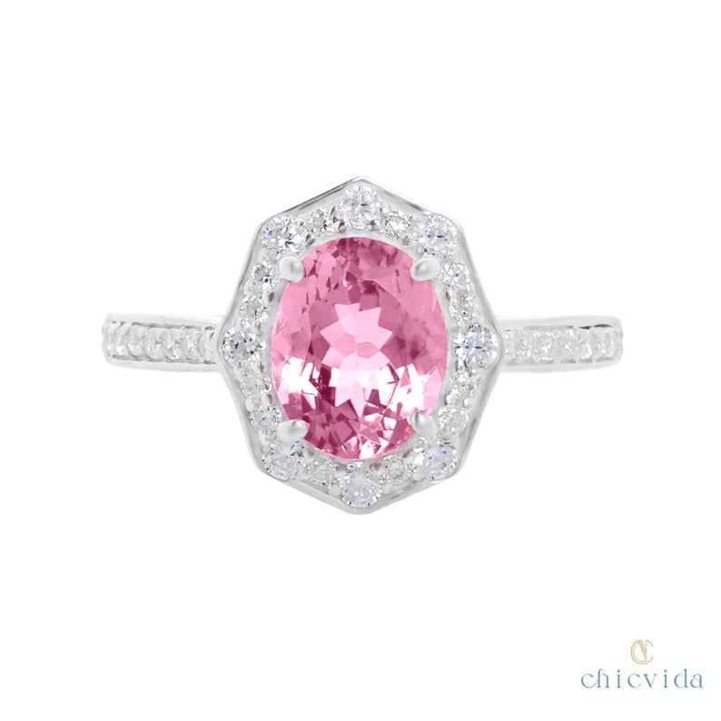 Pink Tourmaline Diamond Ring