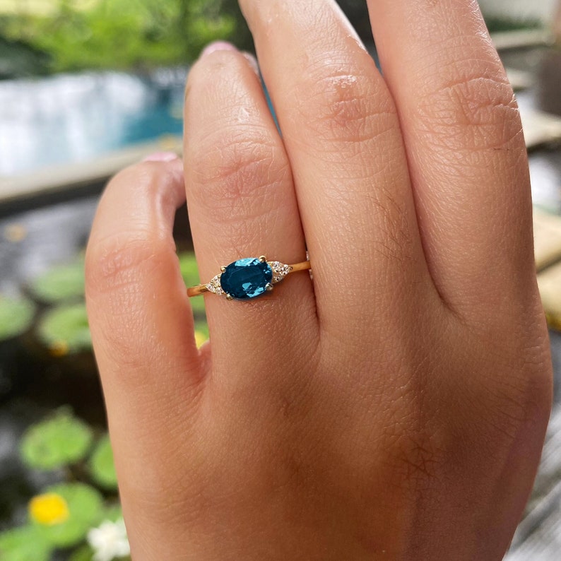 Blue Topaz Diamond Ring