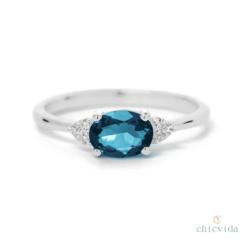 Blue Topaz Wedding Ring