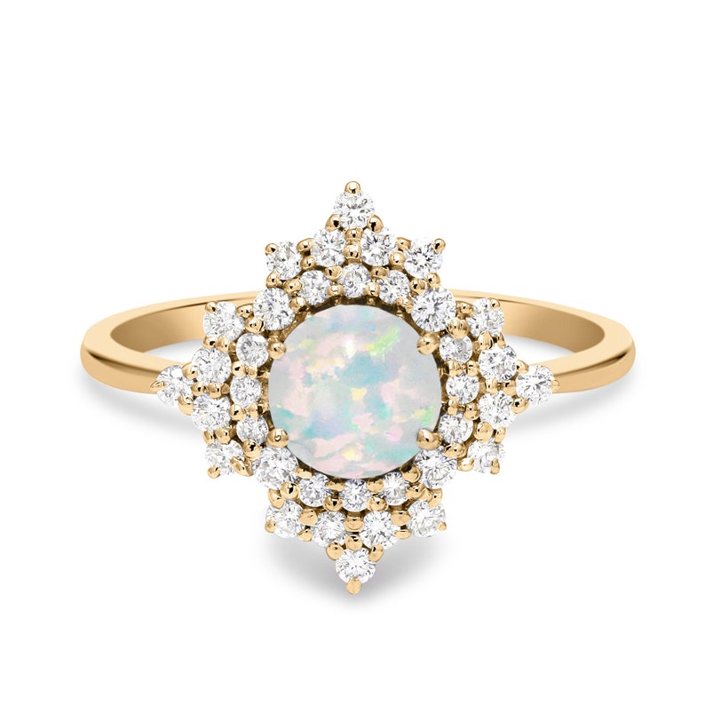 Natural Opal Cluster Ring