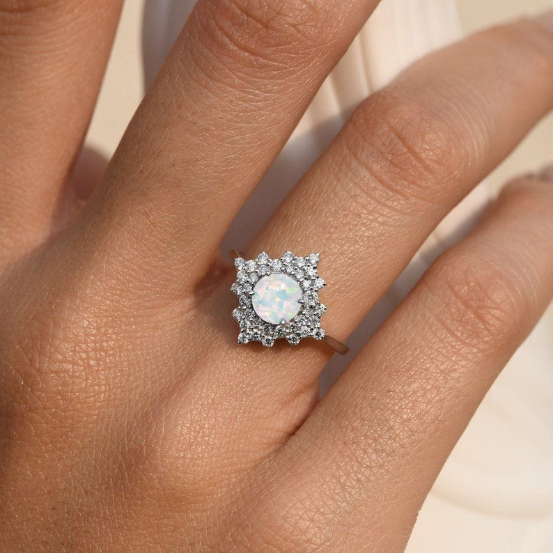 Opal Pave Set Wedding Ring