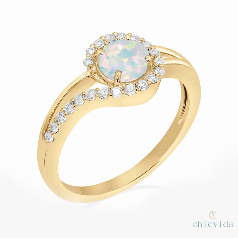 Opal Diamond Wedding Ring