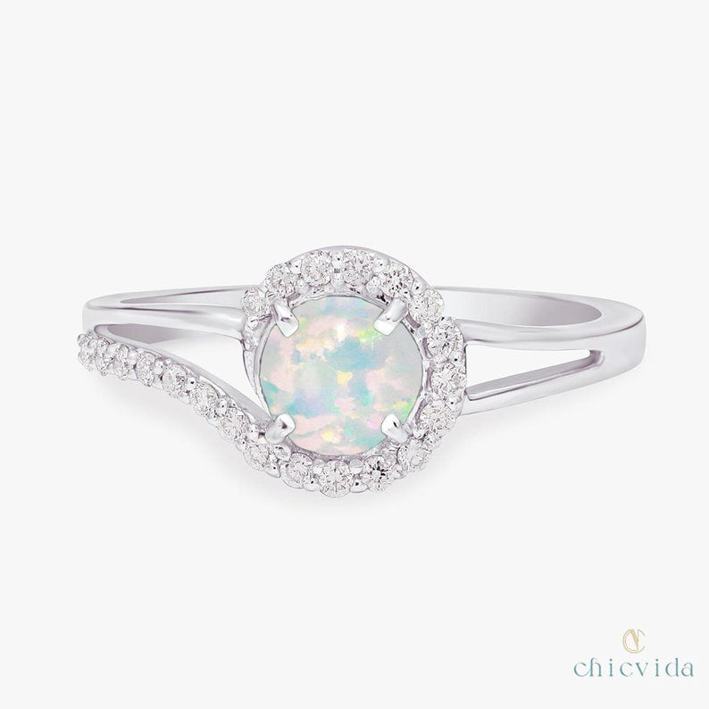 Opal October Birthstone Ring