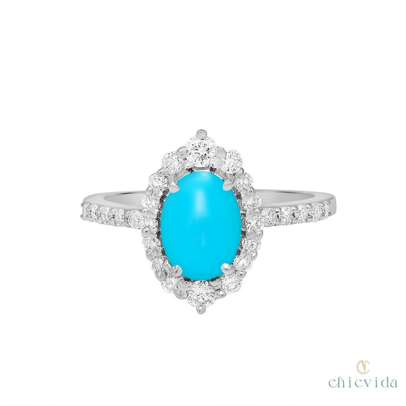 Turquoise Blue Bridal Ring 