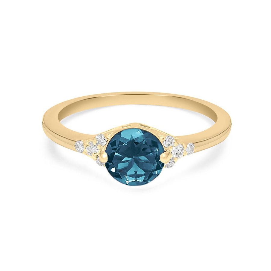London Blue Topaz and diamond ring in 14k gold