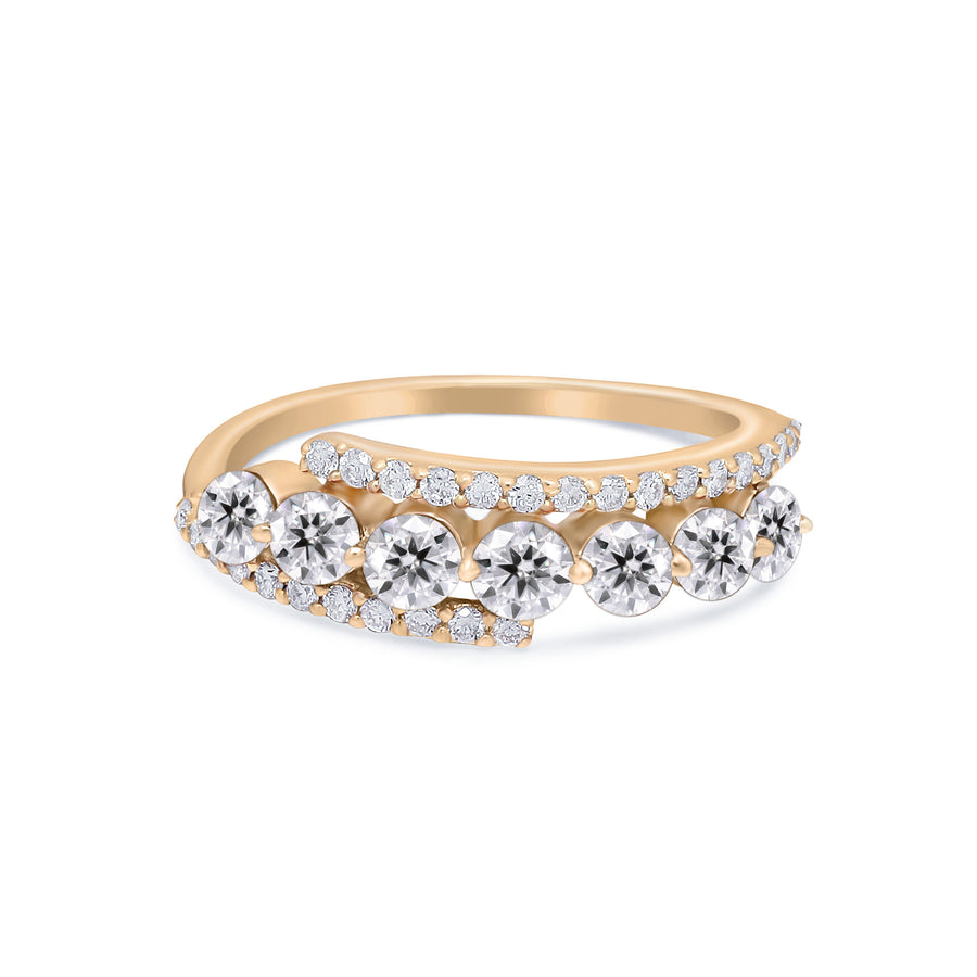 Moissanite double band ring set in 14k solid gold