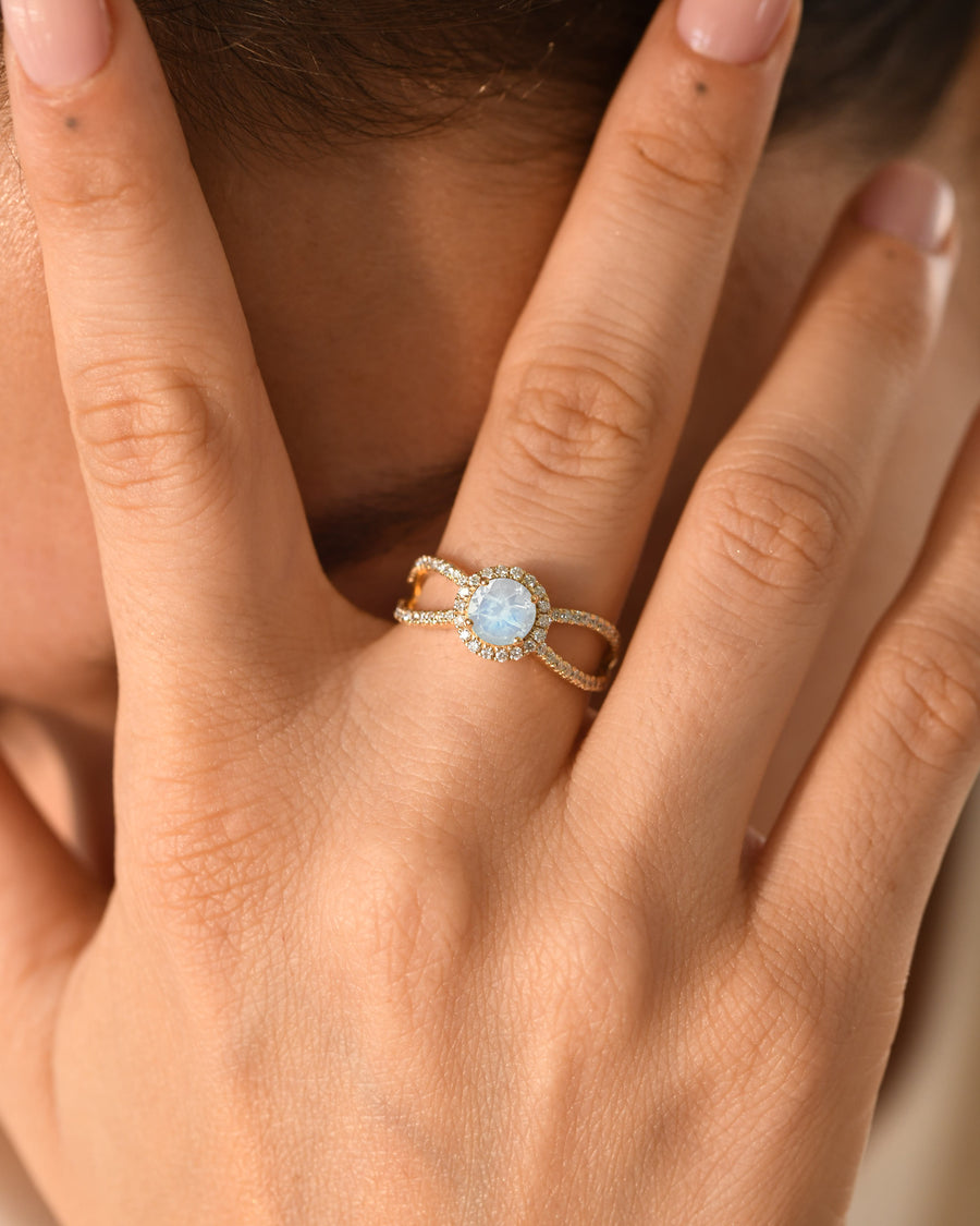 art deco moonstone promise ring