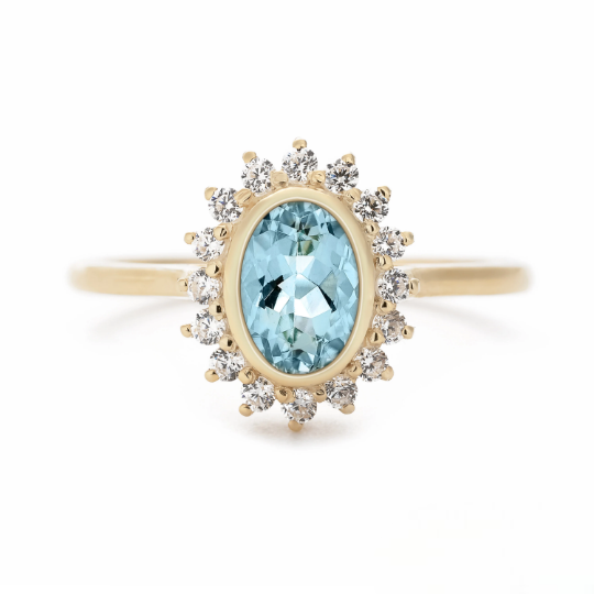 aquamarine floral ring